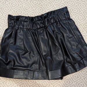 Alice + Olivia Black Faux Leather Shorts
